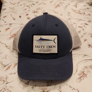 Salty Crew Navy and Tan Mesh Patch Hat